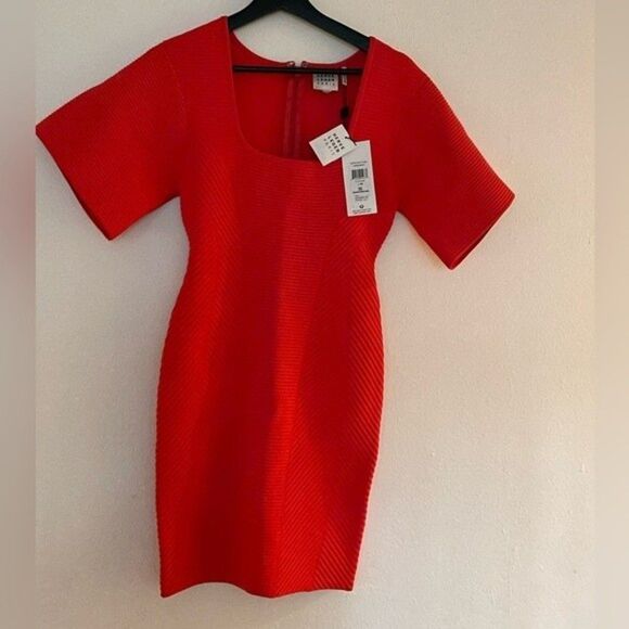 Herve Leger Paris Contour Corset Ribbed Knit Mini T-Shirt Body-con Dress Sz XS - Picture 4 of 15